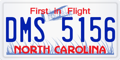 NC license plate DMS5156