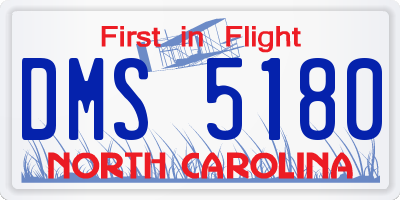 NC license plate DMS5180
