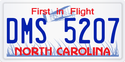 NC license plate DMS5207