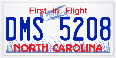 NC license plate DMS5208