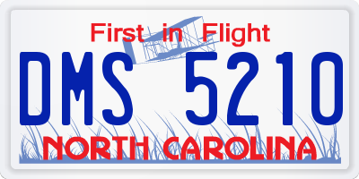 NC license plate DMS5210