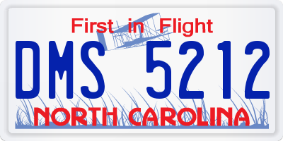 NC license plate DMS5212