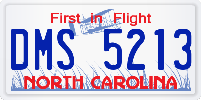 NC license plate DMS5213