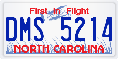 NC license plate DMS5214