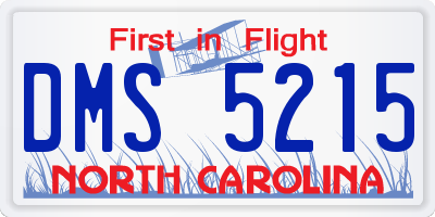 NC license plate DMS5215