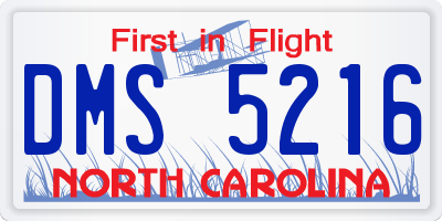 NC license plate DMS5216