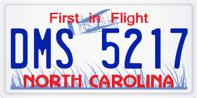 NC license plate DMS5217