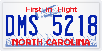 NC license plate DMS5218