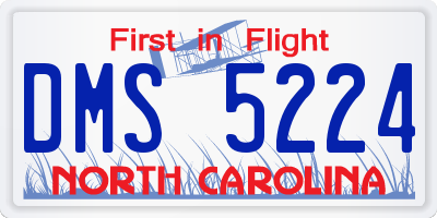 NC license plate DMS5224