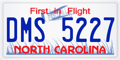 NC license plate DMS5227