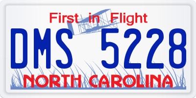 NC license plate DMS5228