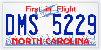 NC license plate DMS5229