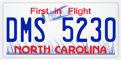 NC license plate DMS5230