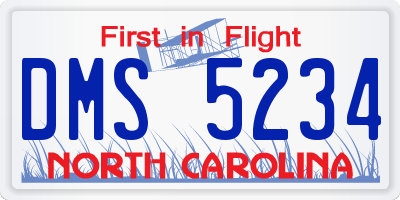 NC license plate DMS5234