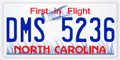 NC license plate DMS5236