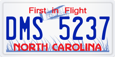 NC license plate DMS5237