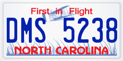 NC license plate DMS5238