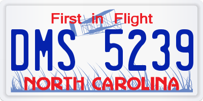 NC license plate DMS5239