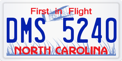 NC license plate DMS5240