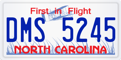 NC license plate DMS5245