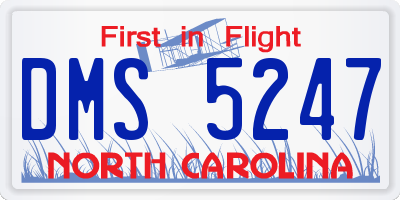 NC license plate DMS5247