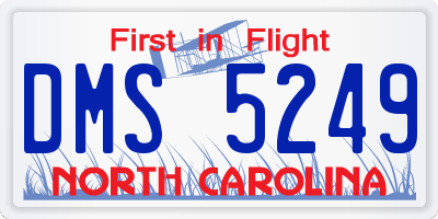 NC license plate DMS5249