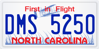 NC license plate DMS5250