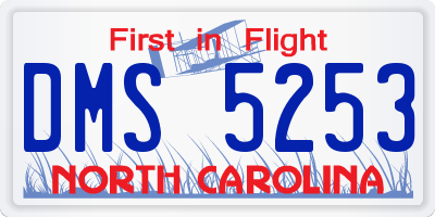 NC license plate DMS5253