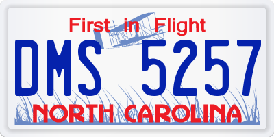 NC license plate DMS5257