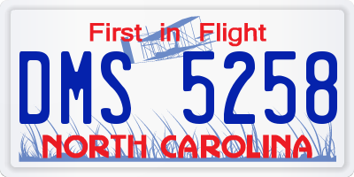 NC license plate DMS5258