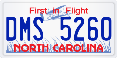 NC license plate DMS5260