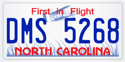 NC license plate DMS5268