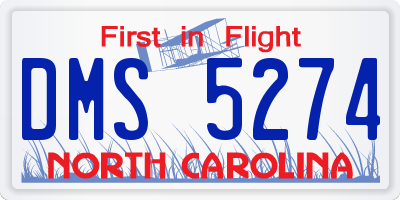 NC license plate DMS5274