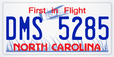 NC license plate DMS5285