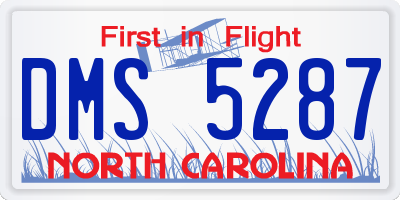 NC license plate DMS5287