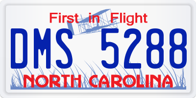 NC license plate DMS5288