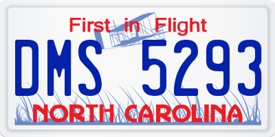 NC license plate DMS5293