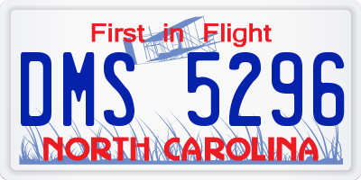 NC license plate DMS5296