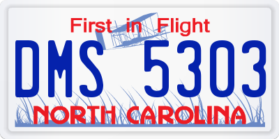 NC license plate DMS5303