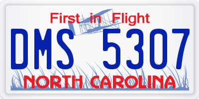 NC license plate DMS5307