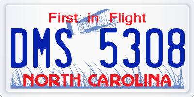 NC license plate DMS5308