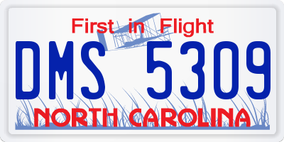 NC license plate DMS5309