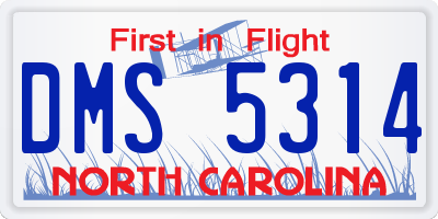 NC license plate DMS5314