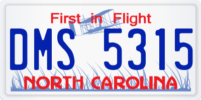 NC license plate DMS5315