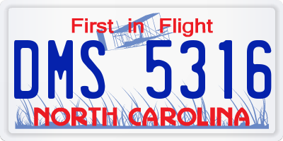 NC license plate DMS5316