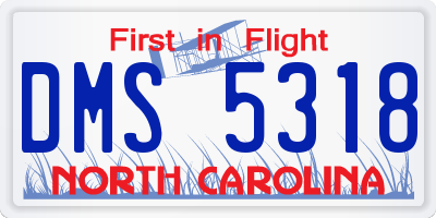 NC license plate DMS5318