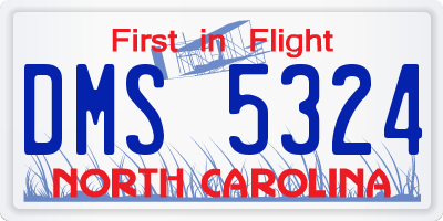 NC license plate DMS5324