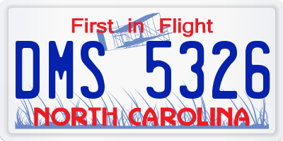 NC license plate DMS5326