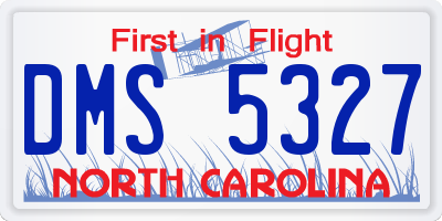 NC license plate DMS5327