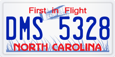 NC license plate DMS5328